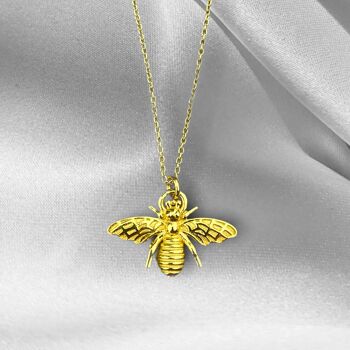 Chaîne en plaqué or sterling 925 Golden Bee - Idée cadeau pour les abeilles occupées - K925-59 3