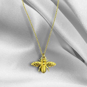 Chaîne en plaqué or sterling 925 Golden Bee - Idée cadeau pour les abeilles occupées - K925-59 4