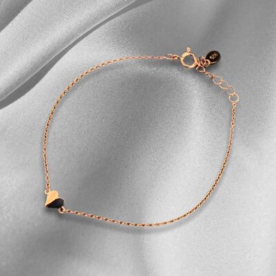 925 Sterling Rose Gold Plated Heart Bracelet - ARM925-40