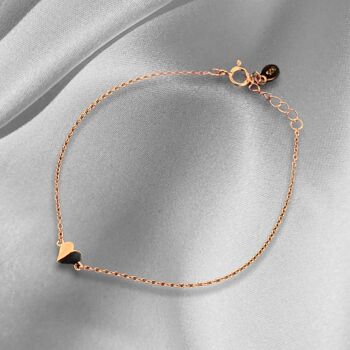 Bracelet Coeur Plaqué Or Rose 925 Sterling - ARM925-40 1
