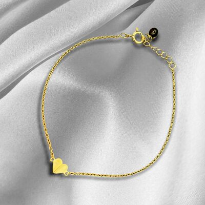 925 Sterling Gold Plated Heart Bracelet - Love Gift for Minimalists - ARM925-25