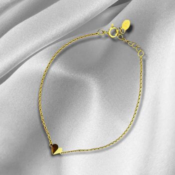 Bracelet Coeur Plaqué Or Sterling 925 - Cadeau d'Amour pour les Minimalistes - ARM925-25 2