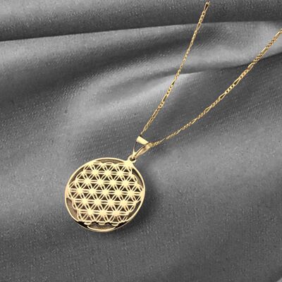 Blume des Lebens Halskette - 925 Sterling Gold Vergoldet