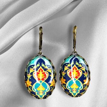 Boucles d'Oreilles Tuiles Orientales Style Vintage VINOHR-60 1