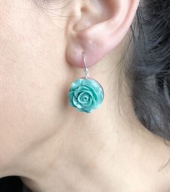 Boucles d'oreilles roses turquoise style vintage - VINOHR-85 4