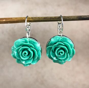 Boucles d'oreilles roses turquoise style vintage - VINOHR-85 2