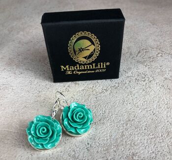 Boucles d'oreilles roses turquoise style vintage - VINOHR-85 3