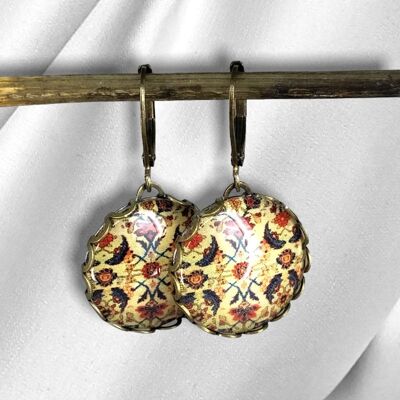 Boucles d'oreilles antiques en bronze kilims de style vintage