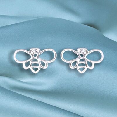 Pendientes Mini de Plata de Ley 925 "Abejas" - OHR925-112