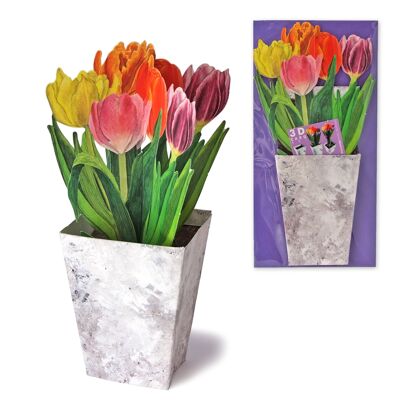 3D-Grußkarte Bunte Tulpen