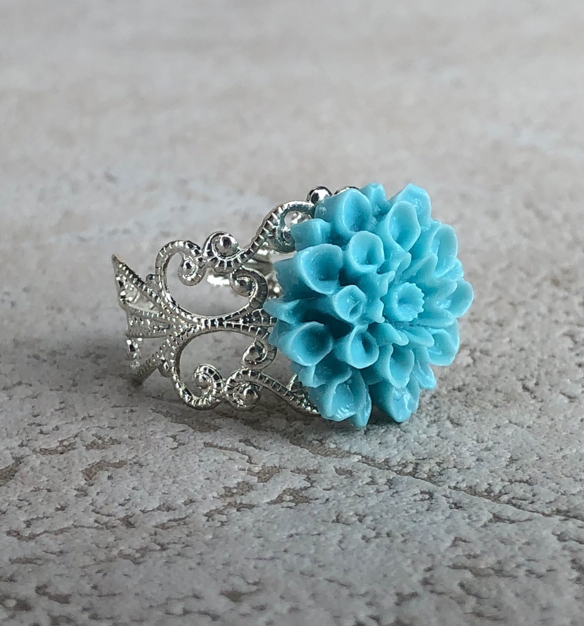 Chrysantheme - Türkis - Floraler Ring