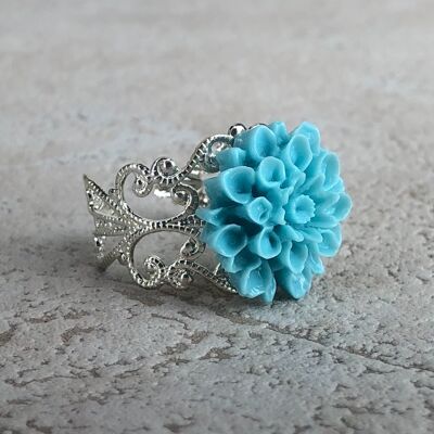 Crisantemo - Turquesa - Anillo Floral