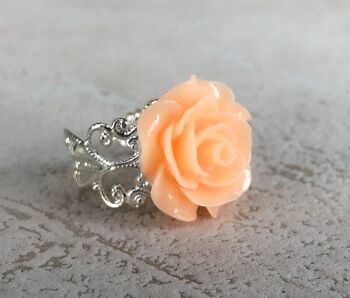 Rose d'été - rose saumon - bague florale de style vintage - VINRIN-42 5