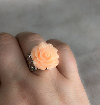Rose d'été - rose saumon - bague florale de style vintage - VINRIN-42 7