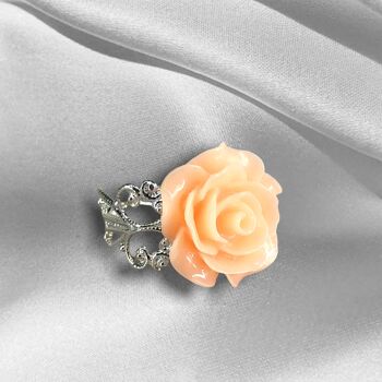 Rose d'été - rose saumon - bague florale de style vintage - VINRIN-42 2