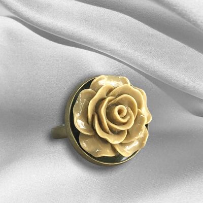 Rose d'automne - Marron - Bague florale de style vintage - VINRIN-45
