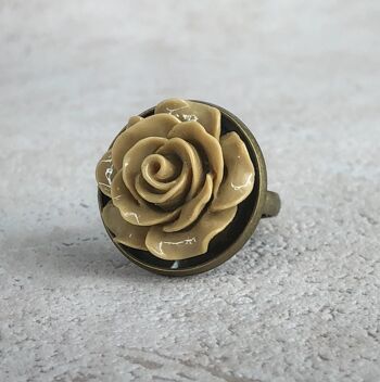 Rose d'automne - Marron - Bague florale de style vintage - VINRIN-45 2