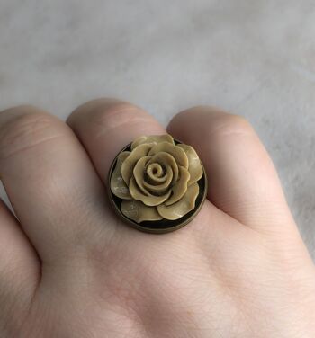 Rose d'automne - Marron - Bague florale de style vintage - VINRIN-45 3