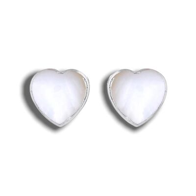 Mini 925 Sterling Silver Mother of Pearl Ear Studs HEARTS (OHR925-88)