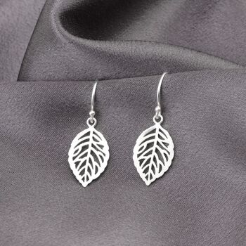 Boucles d'oreilles feuilles d'argent - Boucles d'oreilles en argent sterling 925 - OHR925-13 7