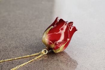 Collier Argent 925 Plaqué Or "Véritable Rose Rouge" - PR052 2