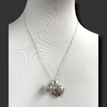 Collier argent 925 véritable pissenlit avec médaillon coeur "Je t'aime" - K925-101 4