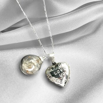 Collier argent 925 véritable pissenlit avec médaillon coeur "Je t'aime" - K925-101 6