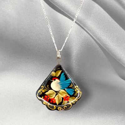 925 sterling silver chain "Sparrow" hand painted - PR039