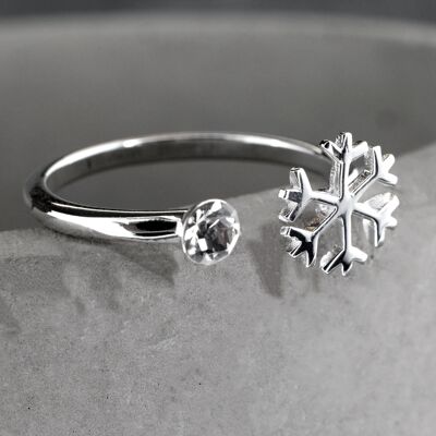 925 Sterling Silver Snowflake Ring - RG925-42