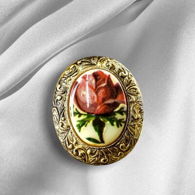 Broche camée rose baroque style vintage