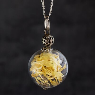 925 sterling silver chain with real marigolds - K925-19