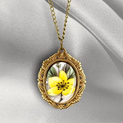 Bronze Kette im Vintage Stil "Porzellan Blumen"