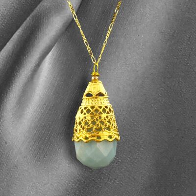 925 Sterling Gold Plated Gemstone Necklace with Amazonite K925-53/NK98321