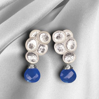 Gemstone earrings with chalcedony "Raindrops" - VINOHR-23