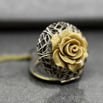 Photo locket necklace autumn rose in vintage style - VIK-27