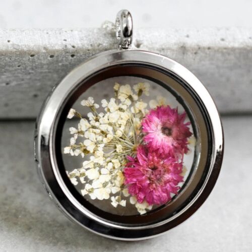 Echte Blumen Lebensfreude Amulett - 925 Sterling Silber - K925-132