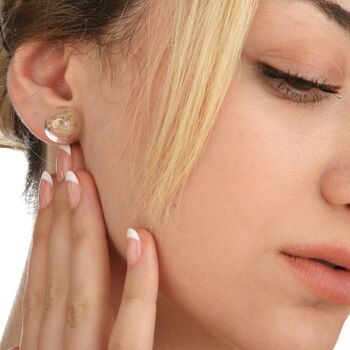 Clous d'oreilles doubles véritable pissenlit - bijoux naturels - VINOHR-37 3