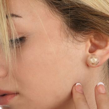 Clous d'oreilles doubles véritable pissenlit - bijoux naturels - VINOHR-37 8