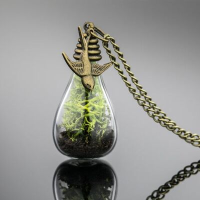 Real Moss & Soil Terrarium Bronze Necklace - VIK-61