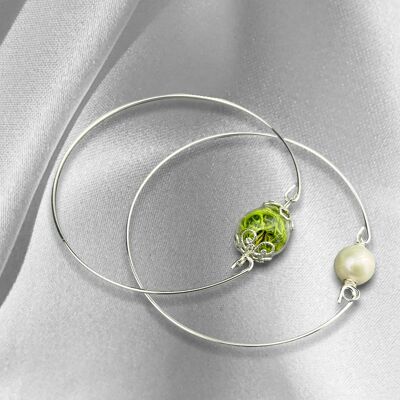 Braccialetti con muschio di renna e autentiche perle d'acqua dolce in confezione doppia - Placcato argento - Fatto a mano - RETARM-12