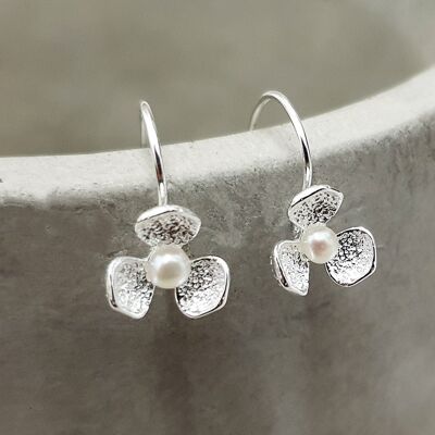 Boucles d'oreilles fleur de perle de mariée bijoux en argent sterling 925 - OHR925-17