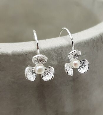 Boucles d'oreilles fleur de perle de mariée bijoux en argent sterling 925 - OHR925-17 1