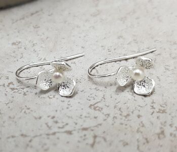 Boucles d'oreilles fleur de perle de mariée bijoux en argent sterling 925 - OHR925-17 4