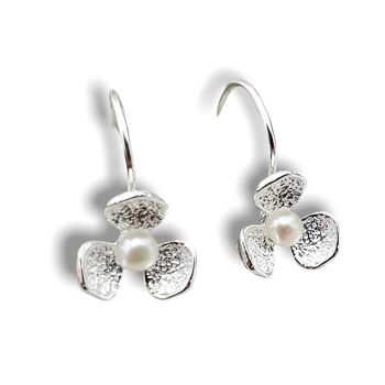 Boucles d'oreilles fleur de perle de mariée bijoux en argent sterling 925 - OHR925-17 3