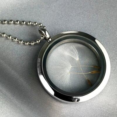 Vera catena a sfera con medaglione di tarassaco - gioielli naturali - VIK-119 - catena corta 50 cm