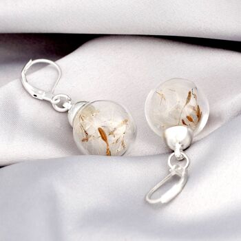 Boucles d'oreilles pissenlit - Boucles d'oreilles florales - Bijoux naturels argentés minimalistes - VINOHR-10 1