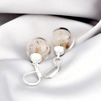 Boucles d'oreilles pissenlit - Boucles d'oreilles florales - Bijoux naturels argentés minimalistes - VINOHR-10 4