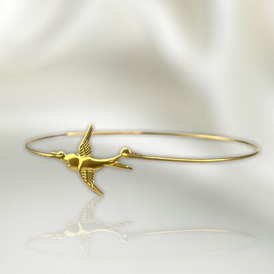 Swallow Flight Gold Bangle - Schwalbe Freedom Globetrotter Jewelry - RETARM-50