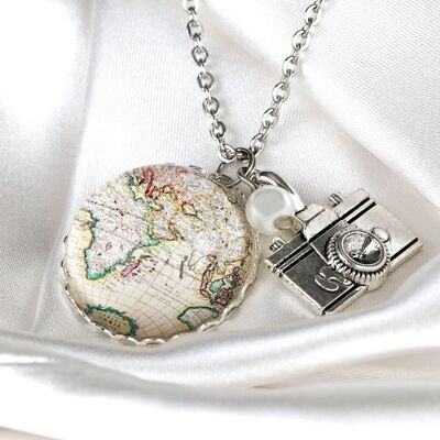 World Travel Wanderlust Globetrotter Wanderer Collier - Wanderlust Adieu Cadeau - VIK-11