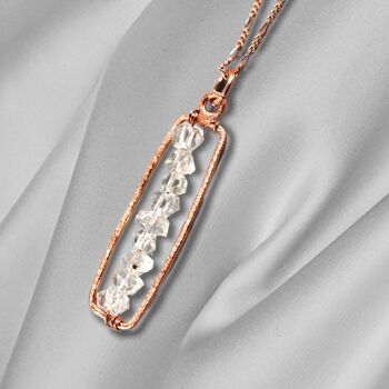 Collier Herkimer Diamond Rondelle - Collier de pierres précieuses plaqué or rose 925 - K925-67 1